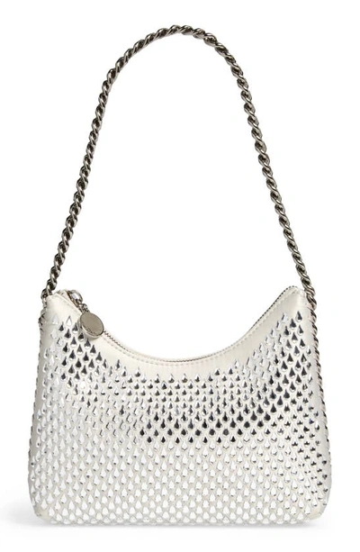 Shop Stella Mccartney Mini Falabella Embellished Shoulder Bag In Silver
