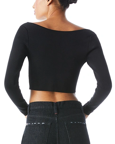 Shop Alice And Olivia Sharee 2-way Cropped Pullover In Black