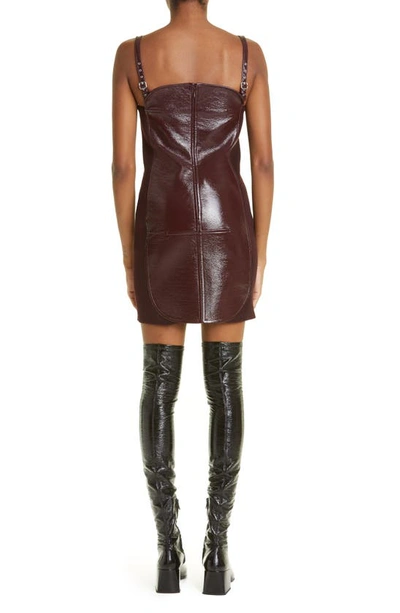 Shop Courrèges Rectangle Coated Stretch Cotton Minidress In Burgundy