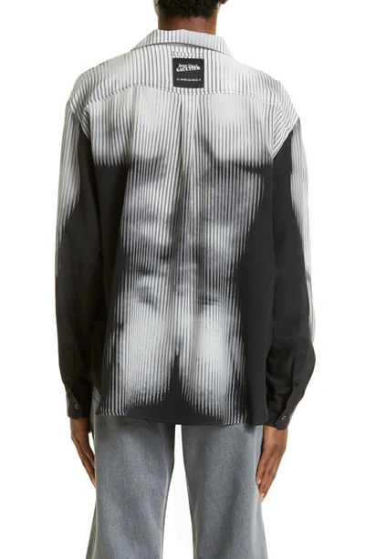 Shop Y/project X Jean Paul Gaultier Body Morph Trompe L'oeil Silk Pajama Shirt In Black / White