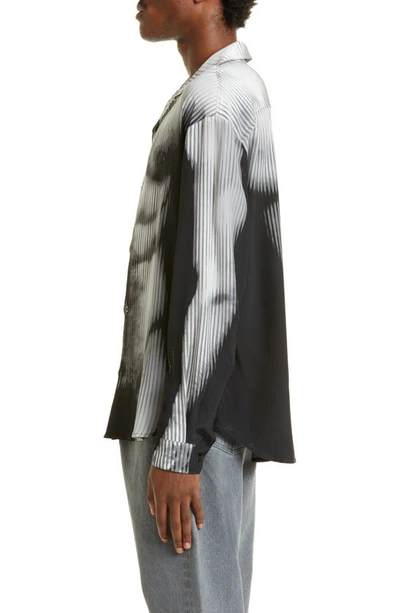 Shop Y/project X Jean Paul Gaultier Body Morph Trompe L'oeil Silk Pajama Shirt In Black / White