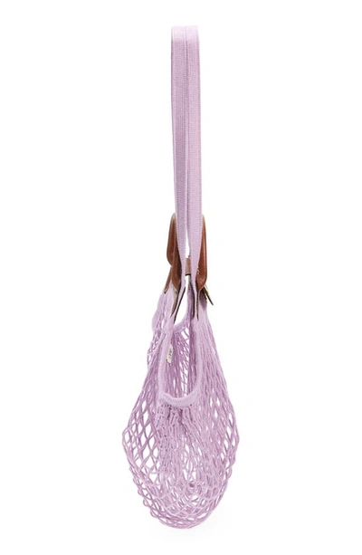 Shop Longchamp Le Pliage Filet Knit Shoulder Bag In Lilac