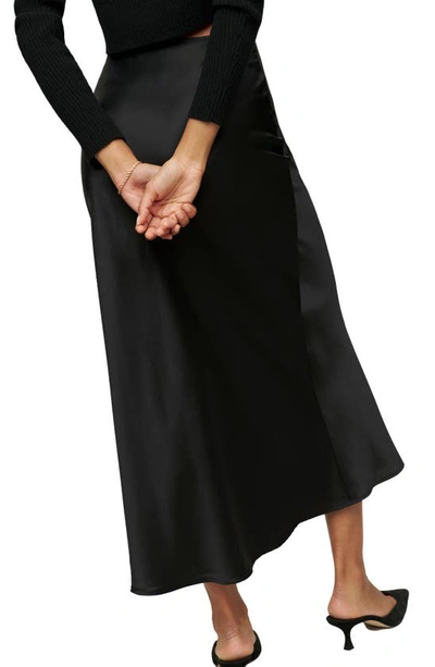 Shop Reformation Layla A-line Silk Skirt In Black