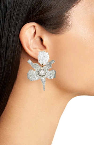 Lele Sadoughi Pave Ball Glitter Lily Drop Earrings In 14k Gold Plated In Silver Glitter