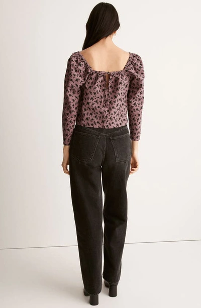Shop Madewell Floral Print Square Neck Seersucker Top In Fig