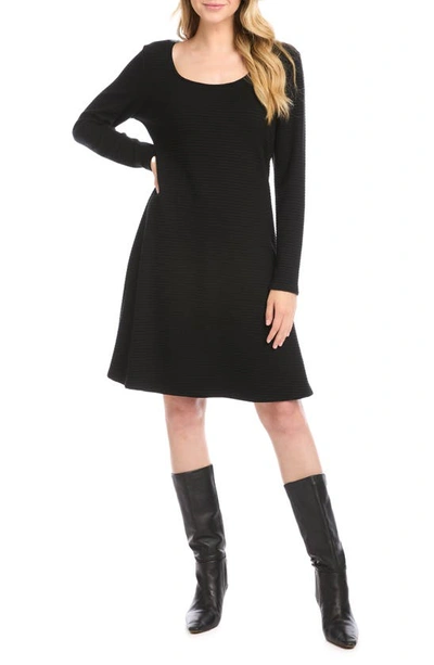 Shop Karen Kane Erin Long Sleeve A-line Sweater Dress In Black