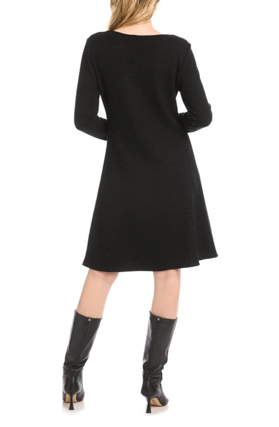 Shop Karen Kane Erin Long Sleeve A-line Sweater Dress In Black