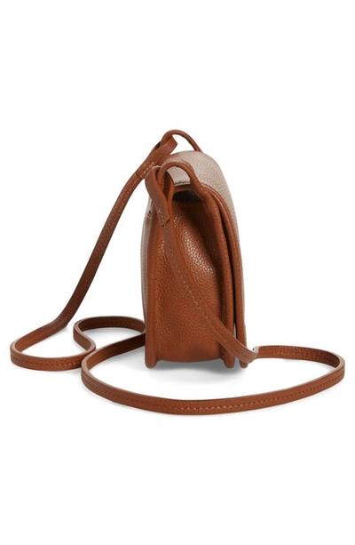 Shop Longchamp Le Foulonné Leather Wallet Crossbody Bag In Caramel