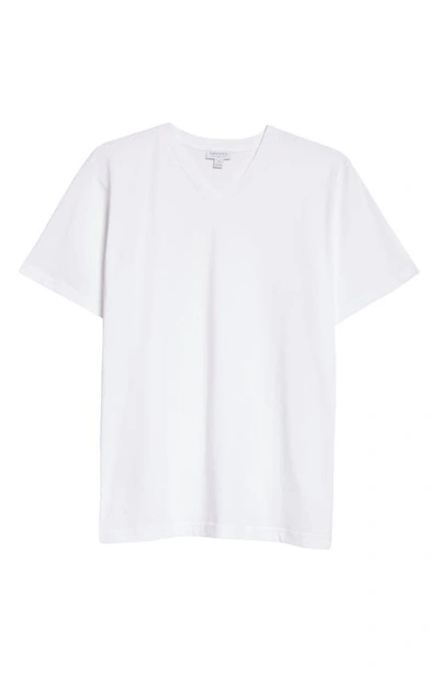 Shop Sunspel V-neck T-shirt In White