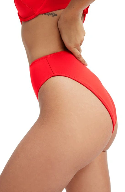 Shop Good American Sculpt Good Waist Bikini Bottoms In Bright Poppy 002