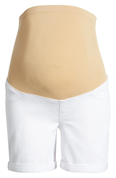 Shop 1822 Denim Belly Band Roll Cuff Maternity Denim Shorts In White