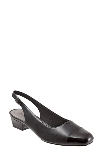 Shop Trotters 'dea' Slingback In Black Leather / Black Patent