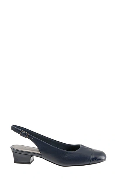 Shop Trotters 'dea' Slingback In Navy Leather / Navy Patent