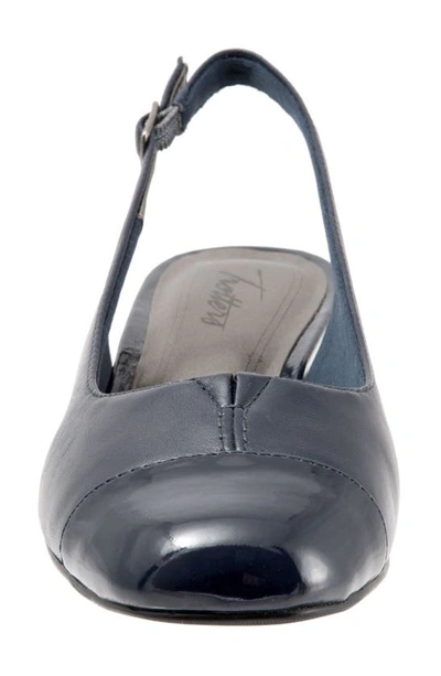 Shop Trotters 'dea' Slingback In Navy Leather / Navy Patent