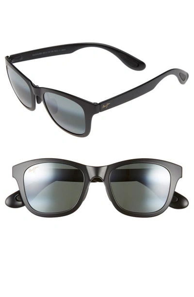 Shop Maui Jim Hana Bay 51mm Polarizedplus2® Square Sunglasses In Matte Black/ Neutral Grey