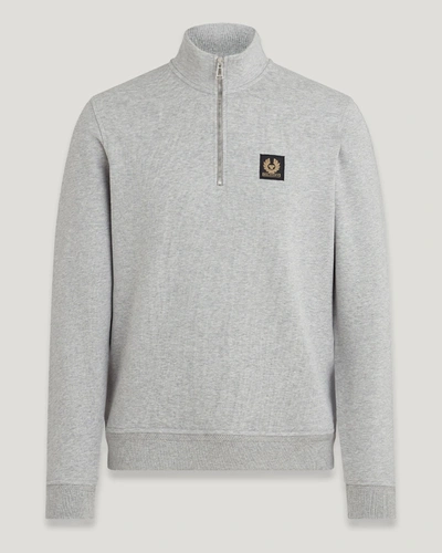 Shop Belstaff Sweatshirt Mit Viertelreissverschluss Für Herren Cotton Fleece In Old Silver Heather