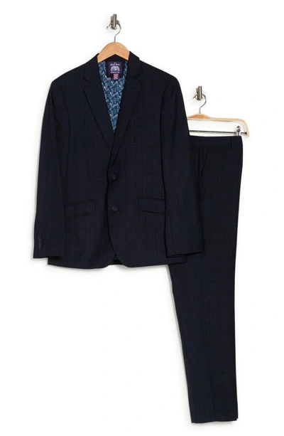 Shop Savile Row Co Hoxton Navy Grid Check Two-button Notch Lapel Suit