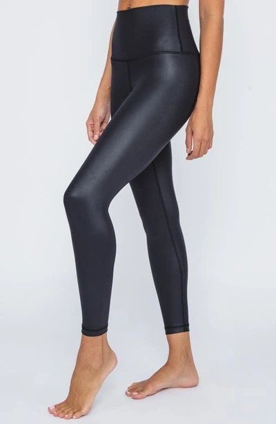 Shop 90 Degree By Reflex Interlink Faux Leather Leggings In Black