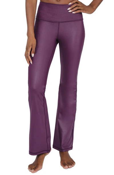 Shop 90 Degree By Reflex Faux Leather Yoga Pants In Potent Purple
