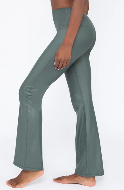 Shop 90 Degree By Reflex Faux Leather Yoga Pants In Deep Forest