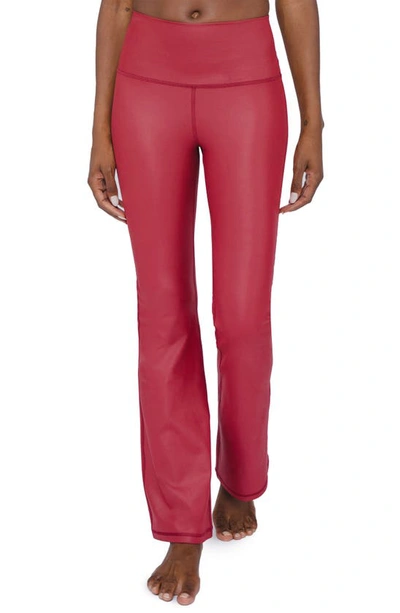 90 Degree By Reflex Faux Leather Yoga Pants In Rhubarb