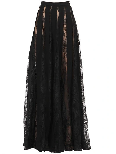 Shop Zuhair Murad Crepe & Lace Skirt, Black
