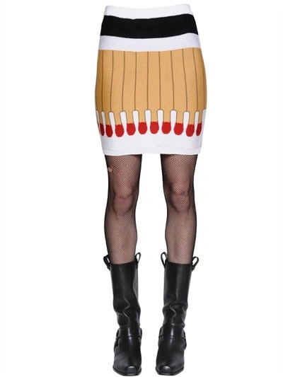 Moschino It's Lit Intarsia Wool Knit Skirt In Multicolor