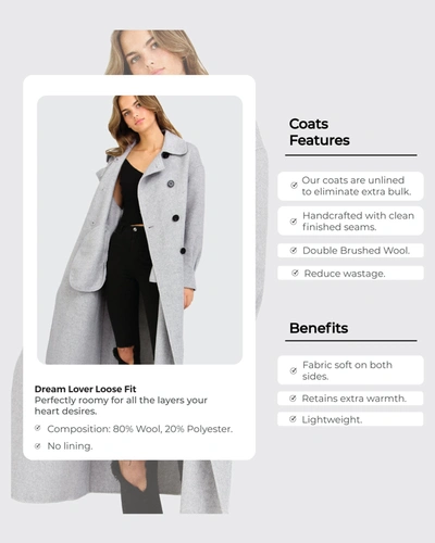 Shop Belle & Bloom Dream Lover Loose Fit Wool Blend Coat - Grey