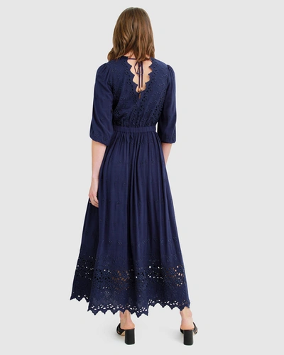 Shop Belle & Bloom All Eyes On Me Midi Dress - Navy In Blue