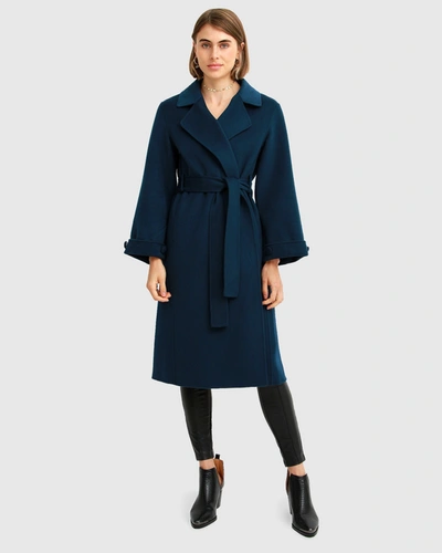 Shop Belle & Bloom Stay Wild Oversized Wool Coat - Dark Teal In Blue