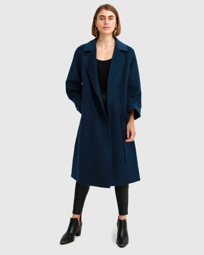 Shop Belle & Bloom Stay Wild Oversized Wool Coat - Dark Teal In Blue