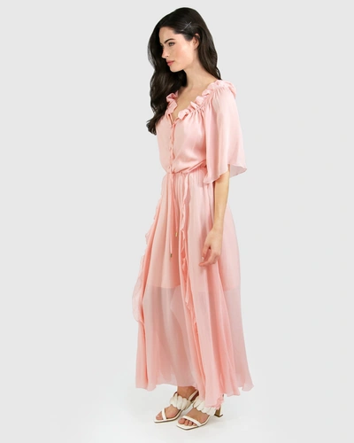 Shop Belle & Bloom Amour Amour Ruffled Midi Dress - Desert Rose In Pink