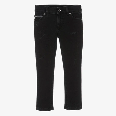 Shop Dolce & Gabbana Boys Black Slim Fit Denim Jeans