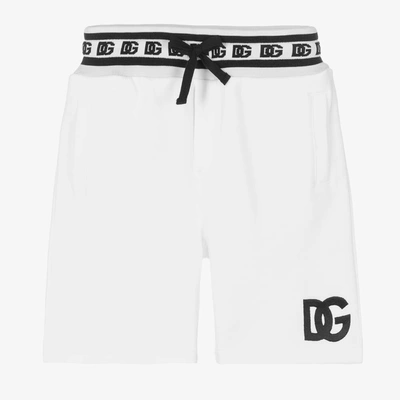 Shop Dolce & Gabbana White Cotton Logo Shorts