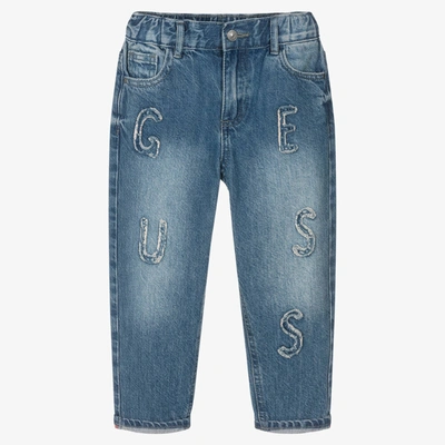 Shop Guess Boys Blue Denim Logo Jeans