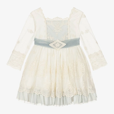 Shop Abuela Tata Girls Ivory & Blue Tulle Dress