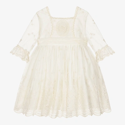 Shop Abuela Tata Girls Ivory Embroidered Tulle Dress