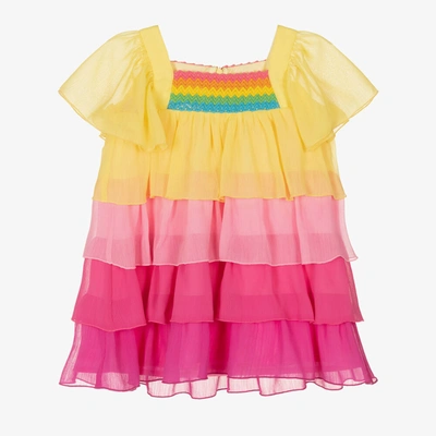 Shop Eirene Girls Yellow & Pink Chiffon Dress