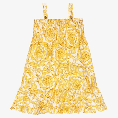 Shop Versace Girls Gold Barocco Dress