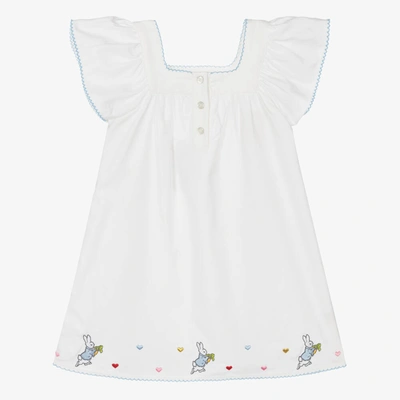 Shop Peter Rabbit By Childrensalon Girls White Embroidered Cotton Nightdress