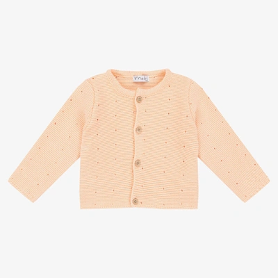 Shop Mebi Baby Girls Orange Cotton Knit Cardigan