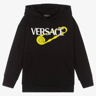 Shop Versace Boys Black Logo Hoodie