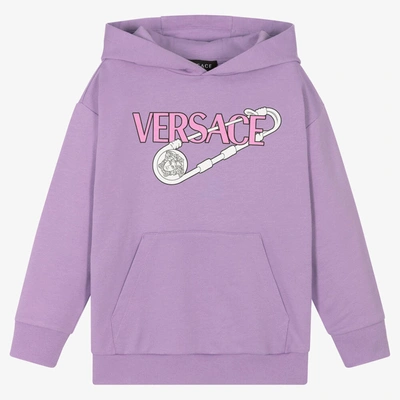 Shop Versace Girls Purple Logo Hoodie