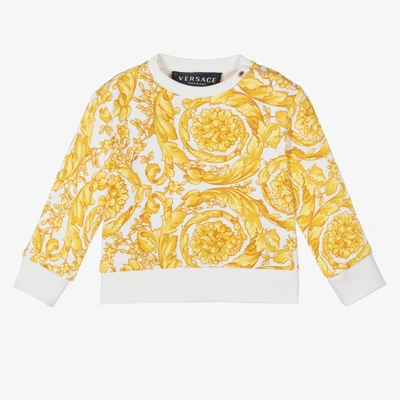 Shop Versace Girls Ivory & Gold Barocco Sweatshirt
