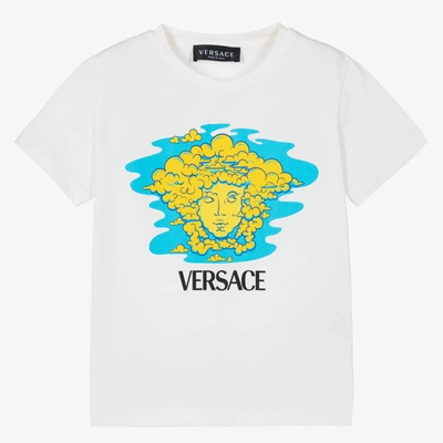 Shop Versace Boys White Medusa Logo T-shirt