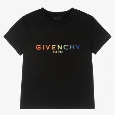 Shop Givenchy Boys Black Cotton Logo T-shirt