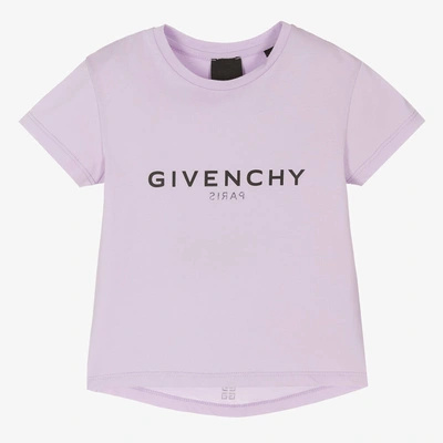 Shop Givenchy Girls Purple Cotton Logo T-shirt