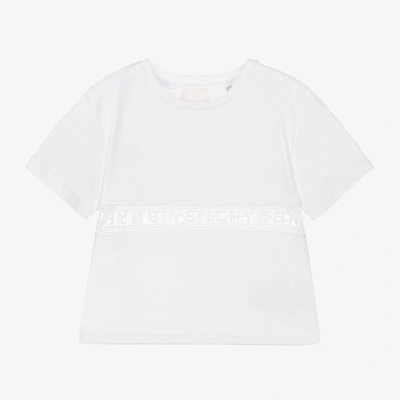 Shop Givenchy Girls White Cotton Logo T-shirt