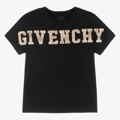 Shop Givenchy Boys Black Camouflage Logo T-shirt