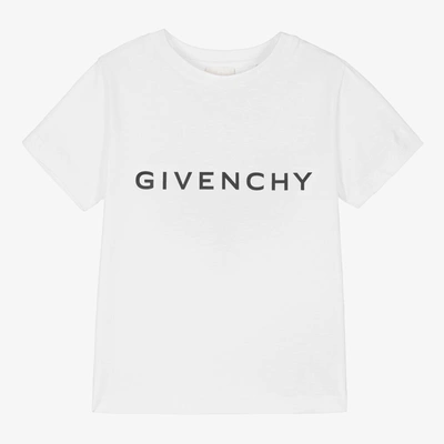 Shop Givenchy Boys White Cotton Logo T-shirt